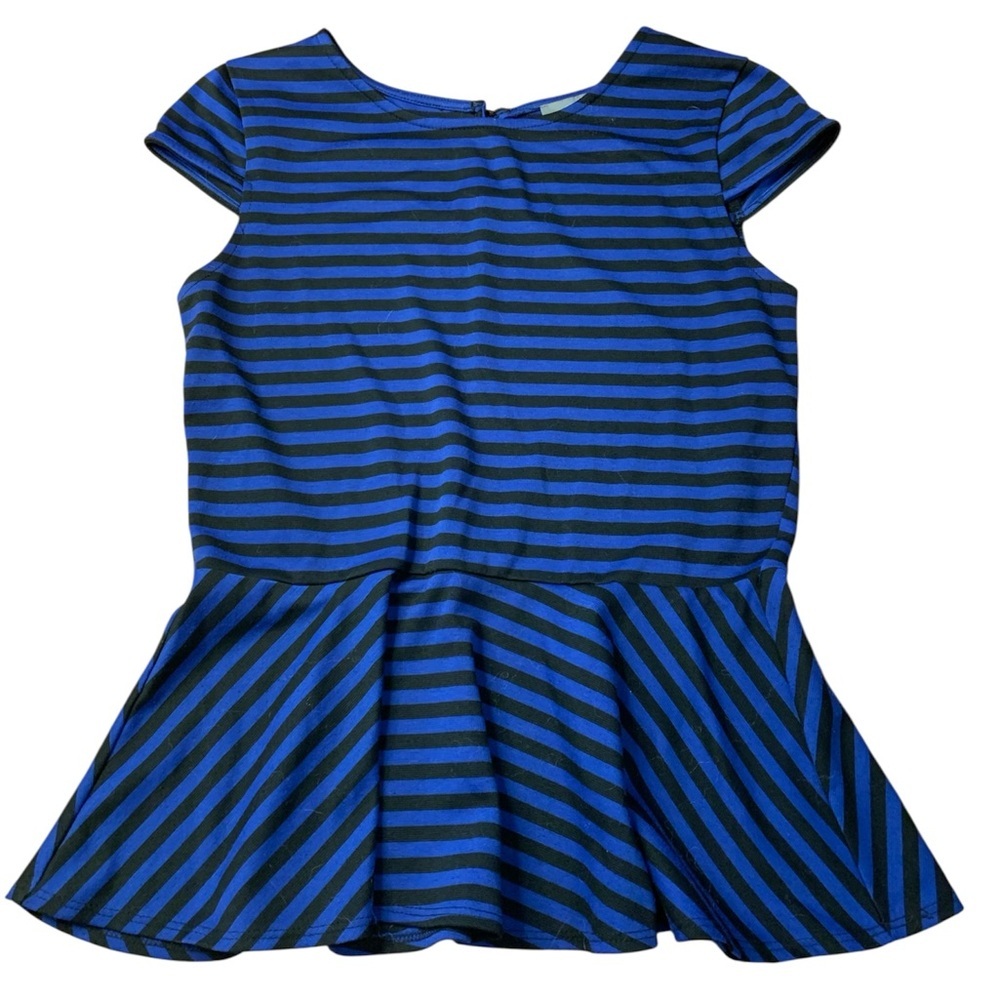 Smart Set | Blue & Black Striped Peplum Top - Size Medium